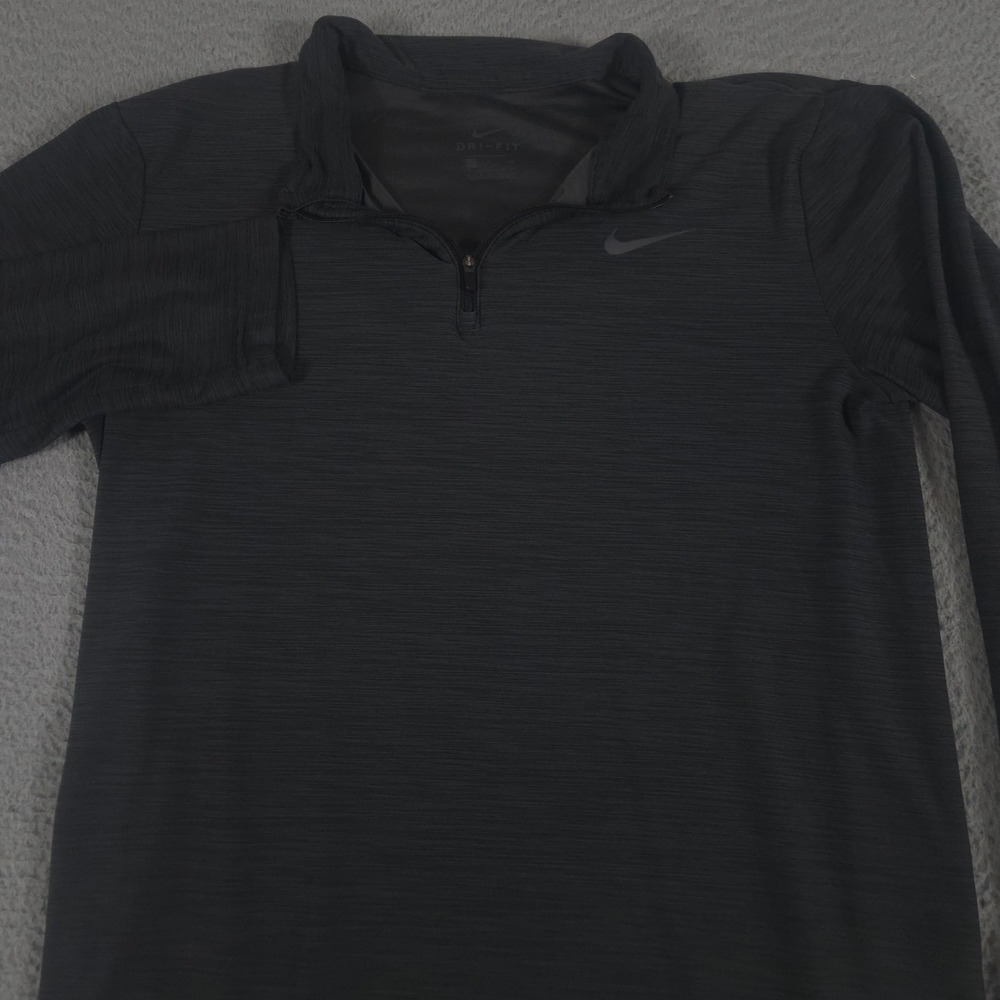 Nike Pullover Mens Small Charcoal Breathe Dri Fit 1/4 Zip Long Sleeve Heathered